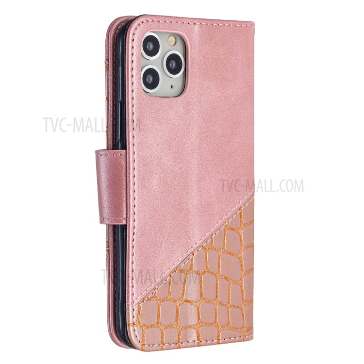 Color Matching Crocodile Skin Leather Cover for iPhone 11 Pro 5.8 inch - Rose Gold-5