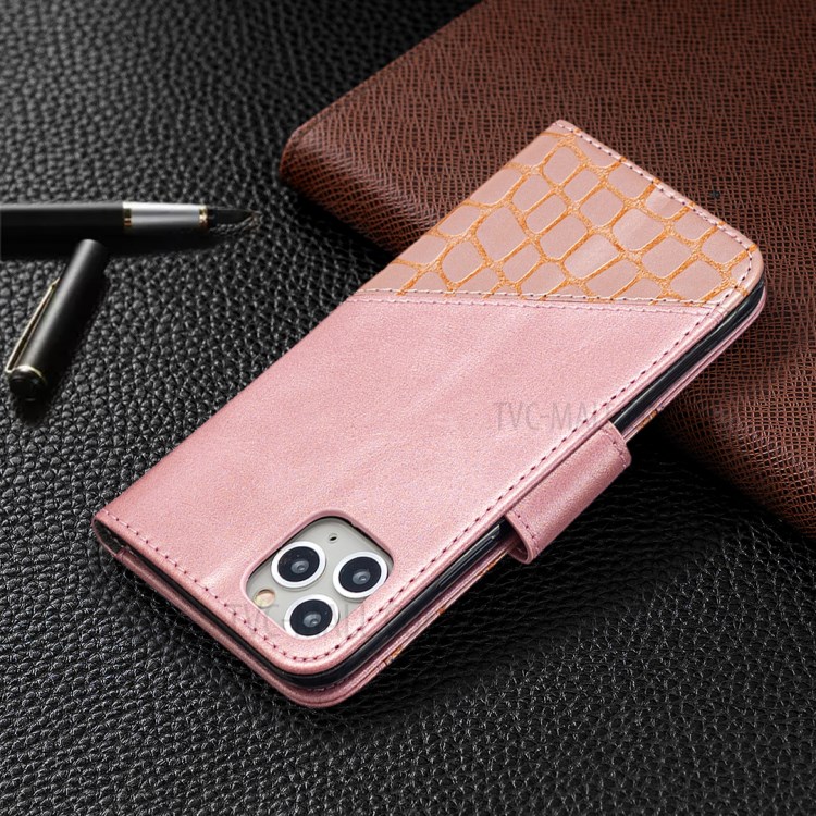 Color Matching Crocodile Skin Leather Cover for iPhone 11 Pro 5.8 inch - Rose Gold-8