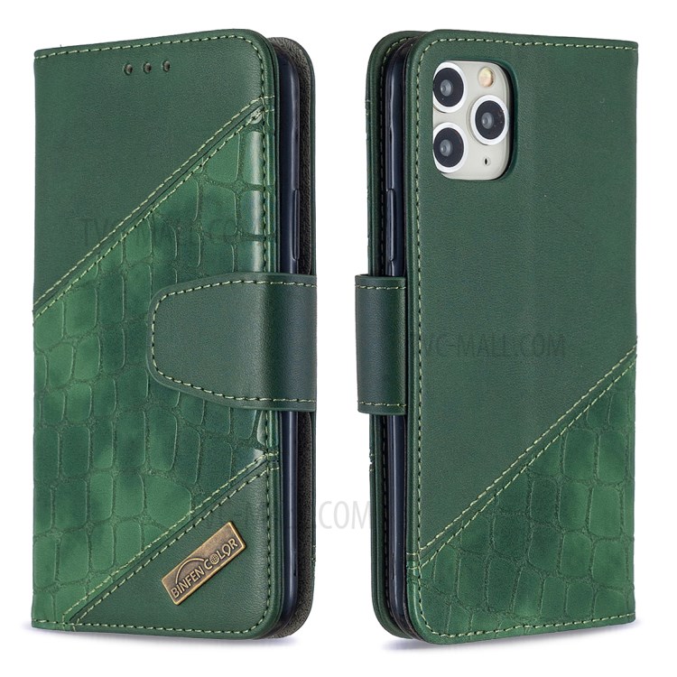 Color Matching Crocodile Skin Leather Cover for iPhone 11 Pro 5.8 inch - Green-6