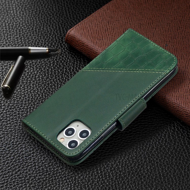 Color Matching Crocodile Skin Leather Cover for iPhone 11 Pro 5.8 inch - Green-8
