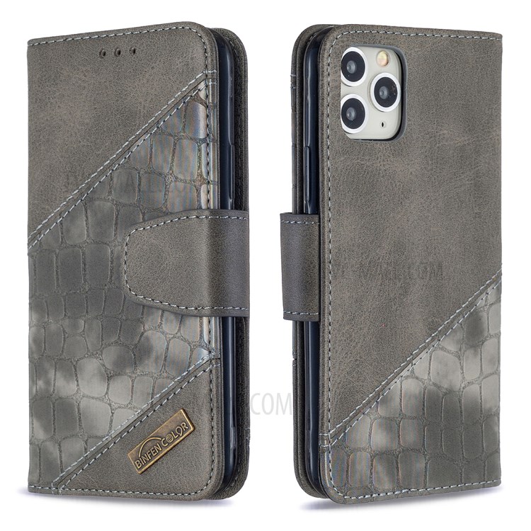 Color Matching Crocodile Skin Leather Cover for iPhone 11 Pro 5.8 inch - Grey-6