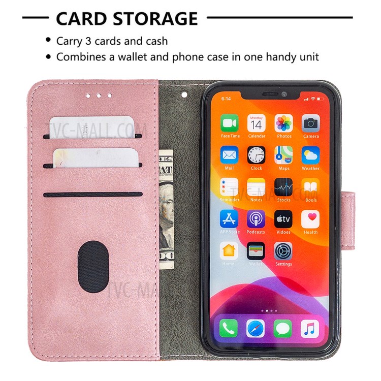 Color Matching Crocodile Skin Shell Stylish Leather Cover for iPhone 11 6.1 inch - Rose Gold-3