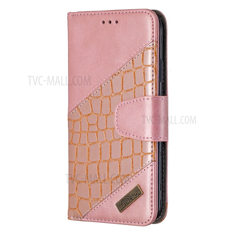 Color Matching Crocodile Skin Shell Stylish Leather Cover for iPhone 11 6.1 inch - Rose Gold-4