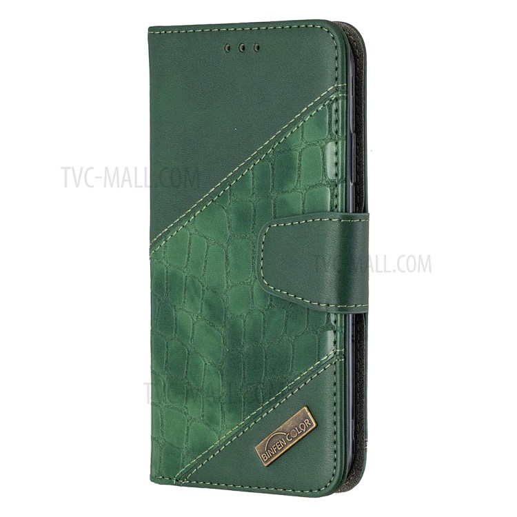 Color Matching Crocodile Skin Shell Stylish Leather Cover for iPhone 11 6.1 inch - Green-4