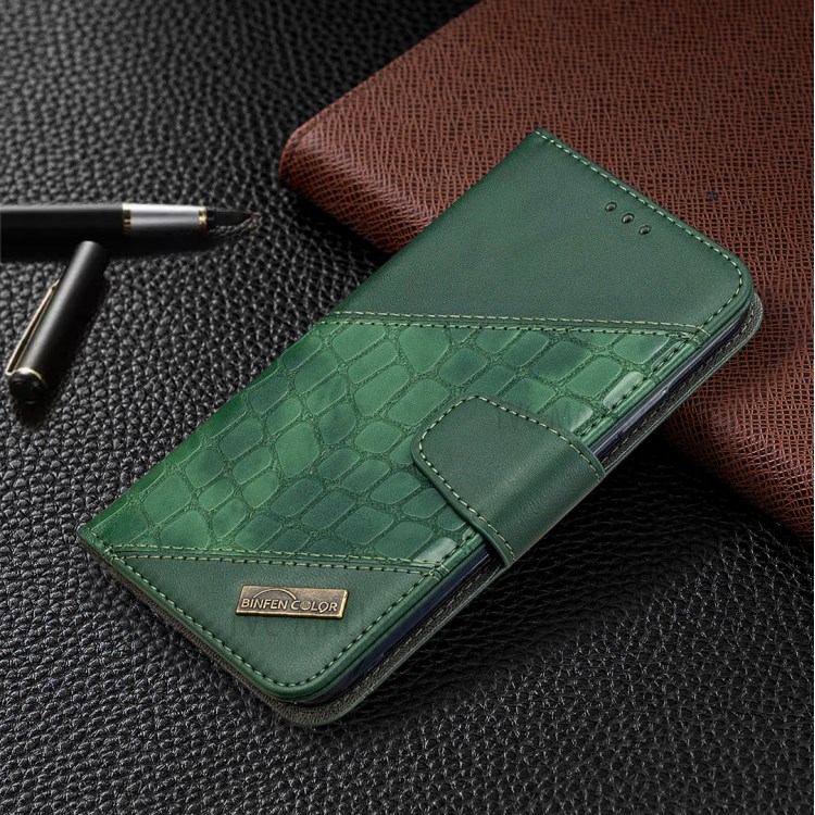 Color Matching Crocodile Skin Shell Stylish Leather Cover for iPhone 11 6.1 inch - Green-7