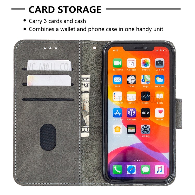 Color Matching Crocodile Skin Shell Stylish Leather Cover for iPhone 11 6.1 inch - Grey-3