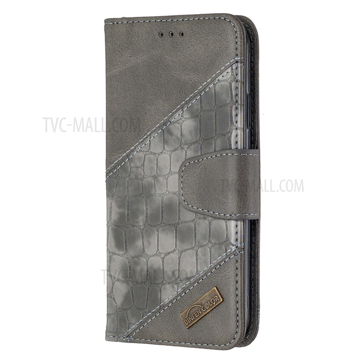 Color Matching Crocodile Skin Shell Stylish Leather Cover for iPhone 11 6.1 inch - Grey-4