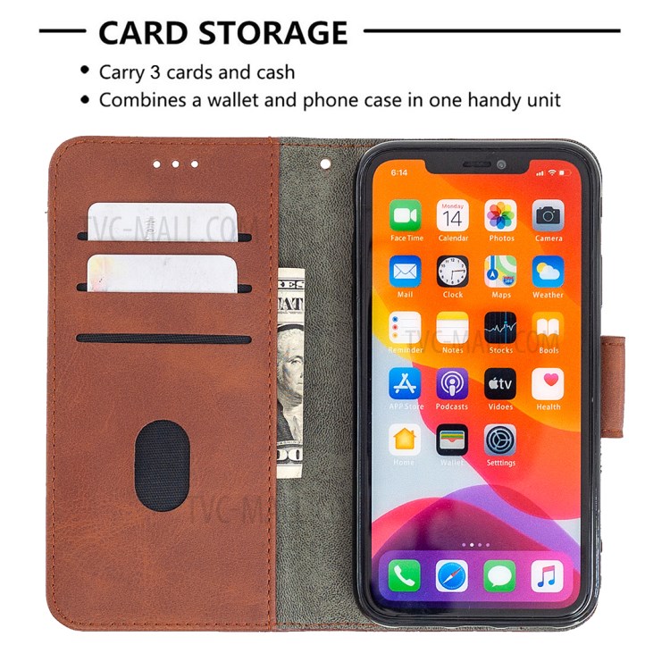 Color Matching Crocodile Skin Shell Stylish Leather Cover for iPhone 11 6.1 inch - Brown-3