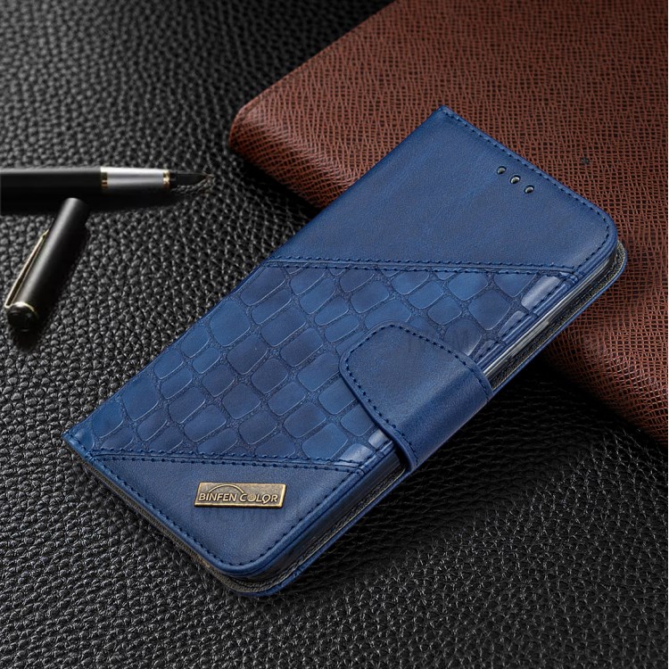 Color Matching Crocodile Skin Shell Stylish Leather Cover for iPhone 11 6.1 inch - Blue-7