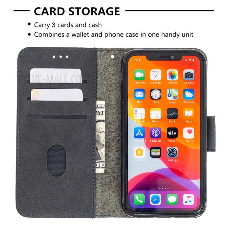 Color Matching Crocodile Skin Shell Stylish Leather Cover for iPhone 11 6.1 inch - Black-3