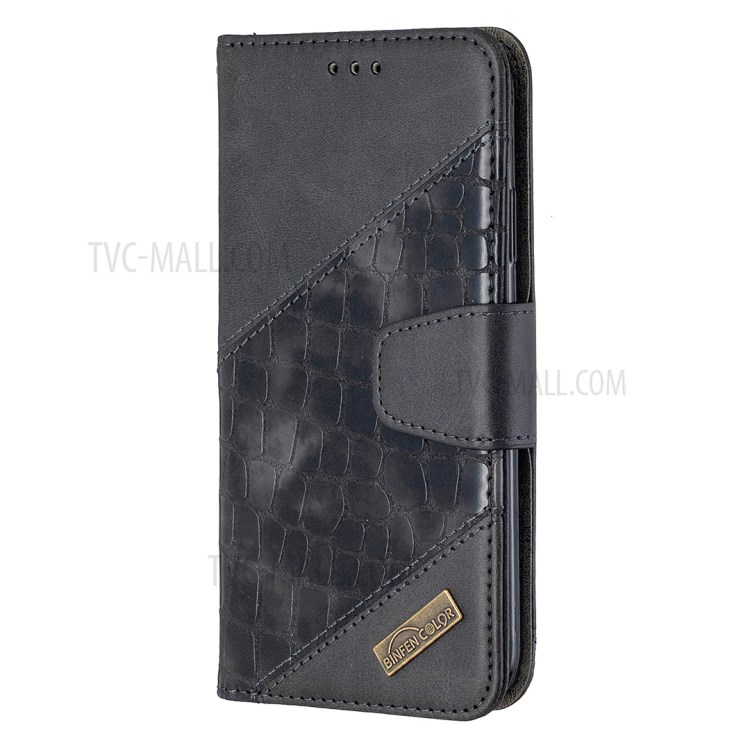 Color Matching Crocodile Skin Shell Stylish Leather Cover for iPhone 11 6.1 inch - Black-4