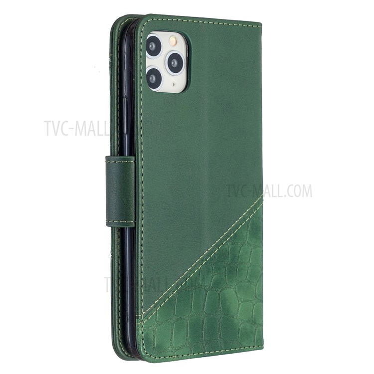 Color Matching Crocodile Skin Shell Leather Cover for iPhone 11 Pro Max 6.5 inch - Green-5