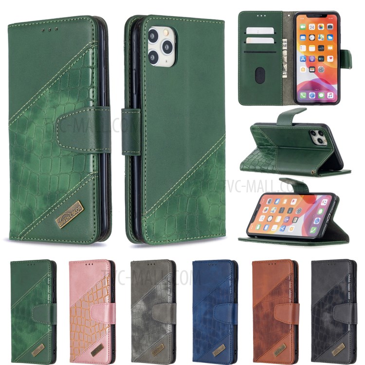 Color Matching Crocodile Skin Shell Leather Cover for iPhone 11 Pro Max 6.5 inch - Green-9