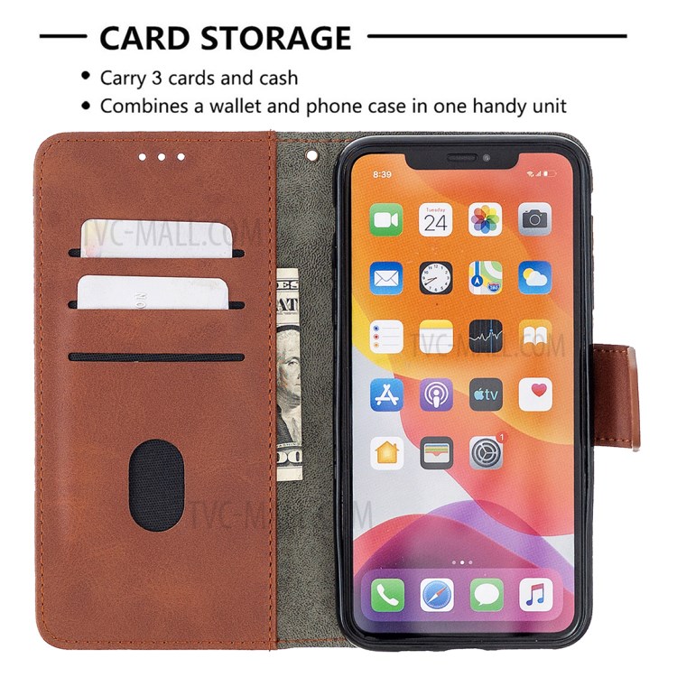 Color Matching Crocodile Skin Shell Leather Cover for iPhone 11 Pro Max 6.5 inch - Brown-3