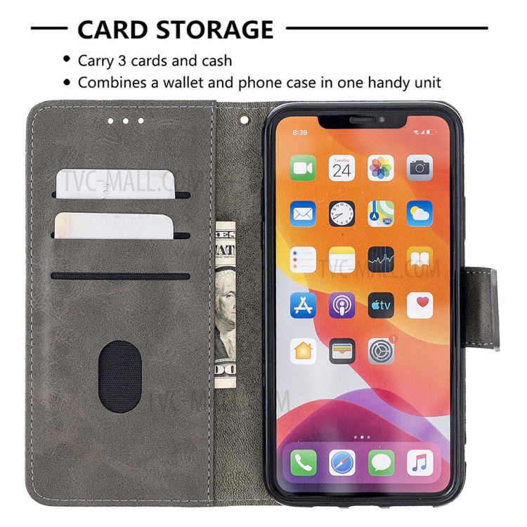 Color Matching Crocodile Skin Shell Leather Cover for iPhone 11 Pro Max 6.5 inch - Grey-3