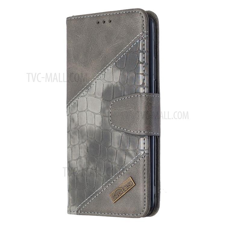 Color Matching Crocodile Skin Shell Leather Cover for iPhone 11 Pro Max 6.5 inch - Grey-4