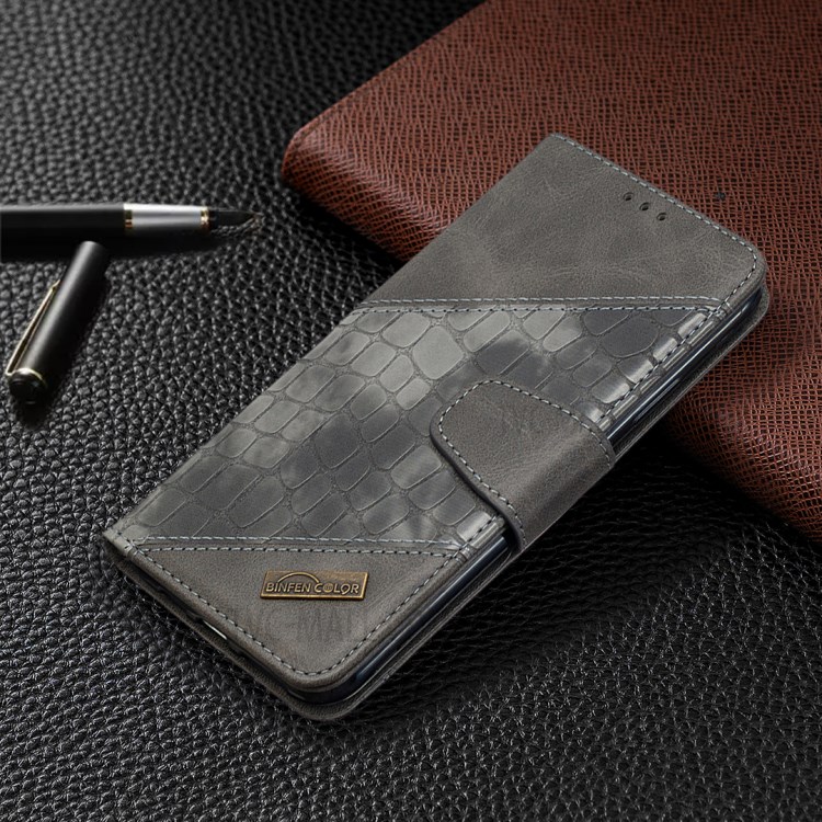 Color Matching Crocodile Skin Shell Leather Cover for iPhone 11 Pro Max 6.5 inch - Grey-7