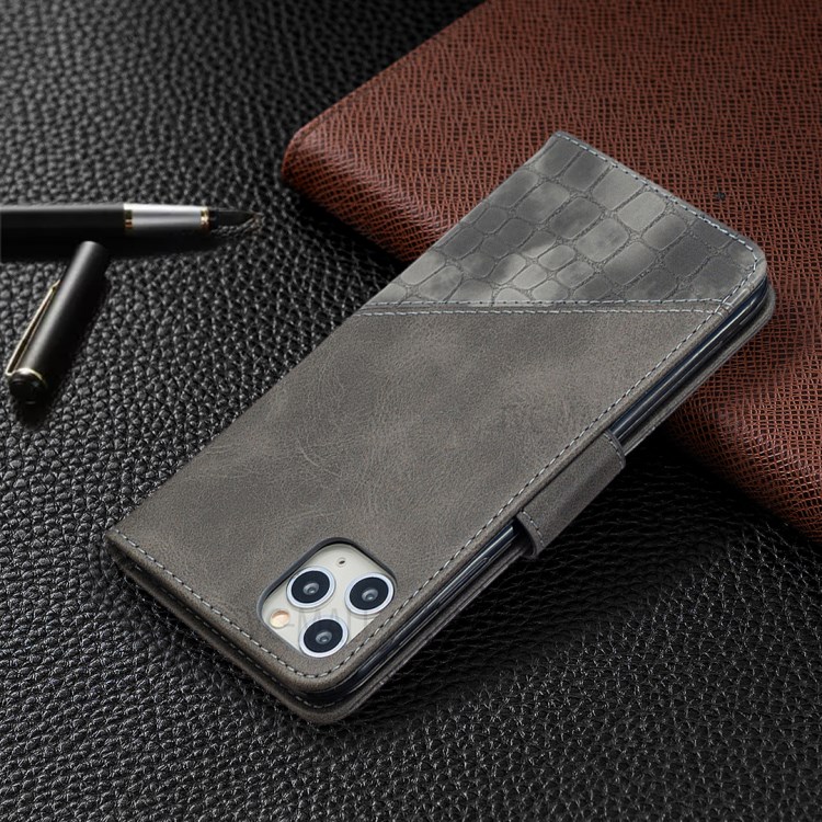 Color Matching Crocodile Skin Shell Leather Cover for iPhone 11 Pro Max 6.5 inch - Grey-8