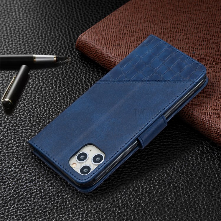 Color Matching Crocodile Skin Shell Leather Cover for iPhone 11 Pro Max 6.5 inch - Blue-8