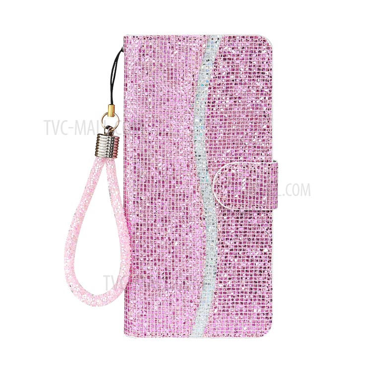 Glittery Powder Splicing Wallet Stand Leather Shell for iPhone 11 Pro 5.8 inch - Rose Gold-1