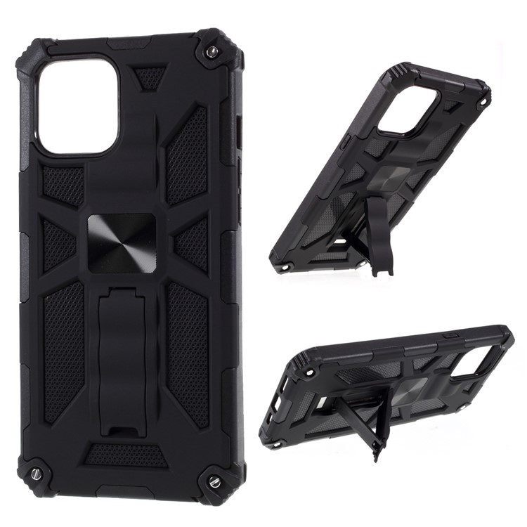 With Magnetic Metal Sheet  PC TPU Cover for iPhone 12 Pro Max 6.7 inch - Black-1