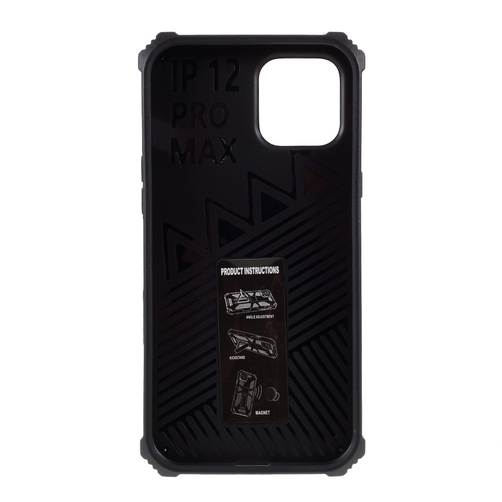 Armor Shockproof with Magnetic Metal Sheet Kickstand PC+TPU Cover for iPhone 12 Max/12 Pro 6.1 inch - Black-2