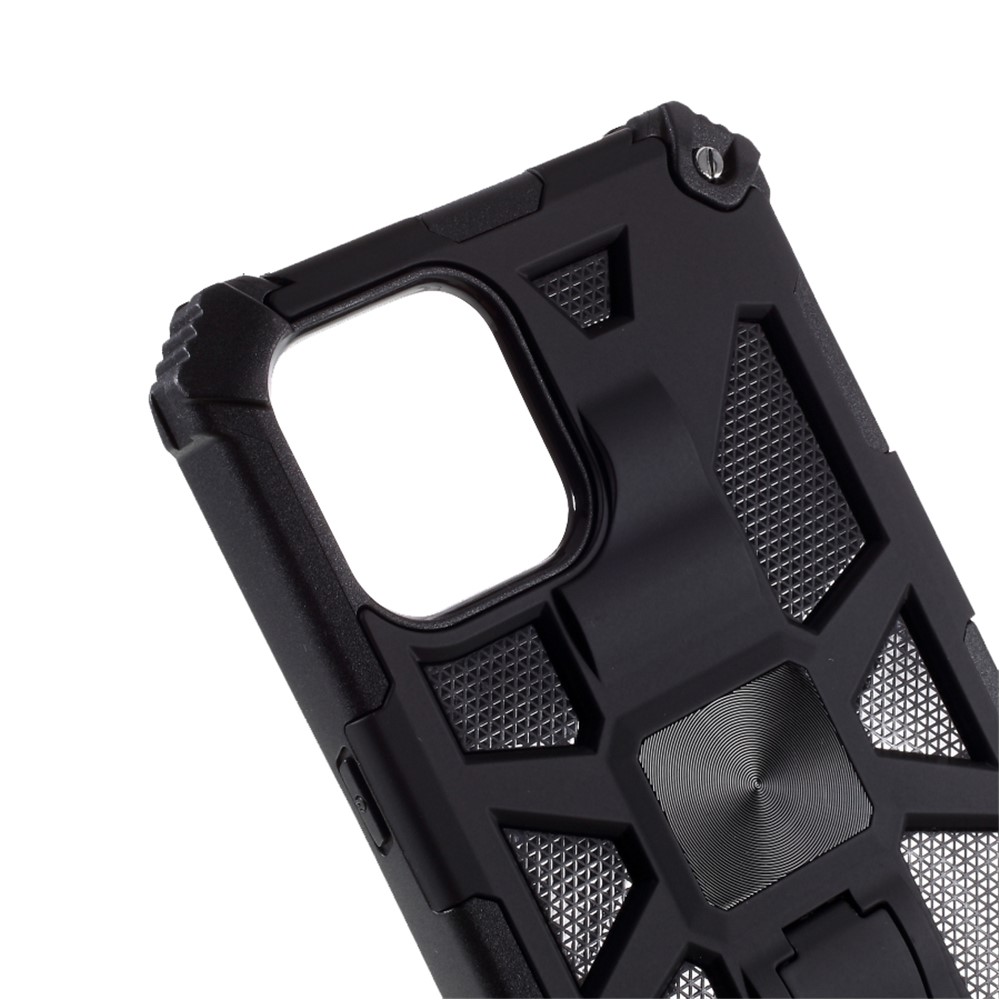 Armor Shockproof with Magnetic Metal Sheet Kickstand PC+TPU Cover for iPhone 12 Max/12 Pro 6.1 inch - Black-3