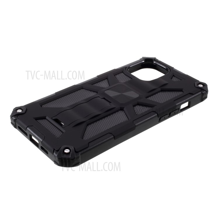 PC TPU Kickstand Armor Dropproof Shell with Magnetic Metal Sheet for	iPhone 12 5.4 inch - Black-4