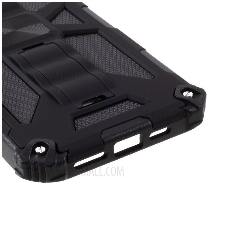 PC TPU Kickstand Armor Dropproof Shell with Magnetic Metal Sheet for iPhone 12 5.4 inch - Black-5
