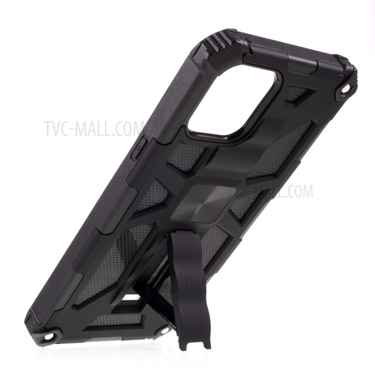 PC TPU Kickstand Armor Dropproof Shell with Magnetic Metal Sheet for iPhone 12 5.4 inch - Black-7
