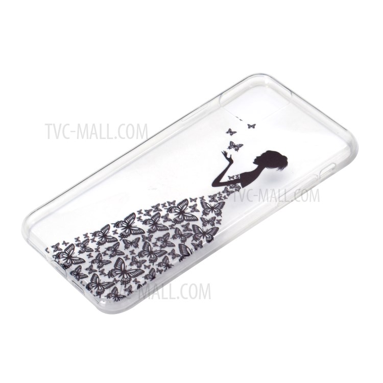 Clear Pattern Printing Soft TPU Back Cover for iPhone 12 Pro/12 - Butterfly Girl-3