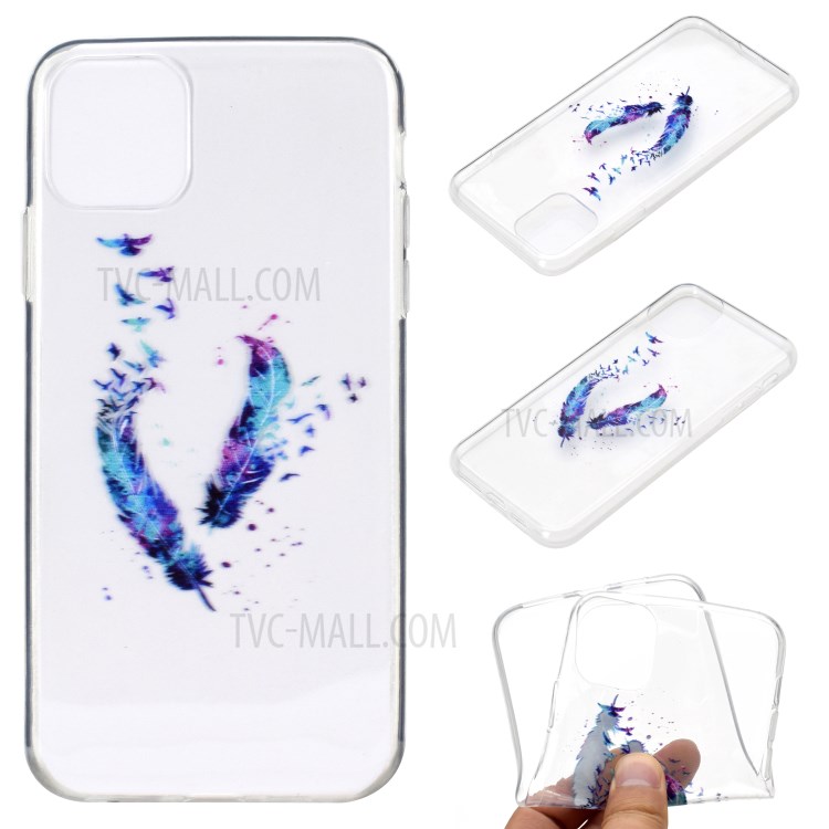 Pattern Printing TPU Soft Case Accessory for iPhone 12 mini - Feather-1