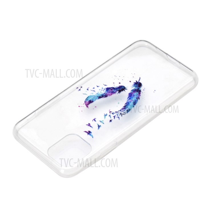 Pattern Printing TPU Soft Case Accessory for iPhone 12 mini - Feather-4