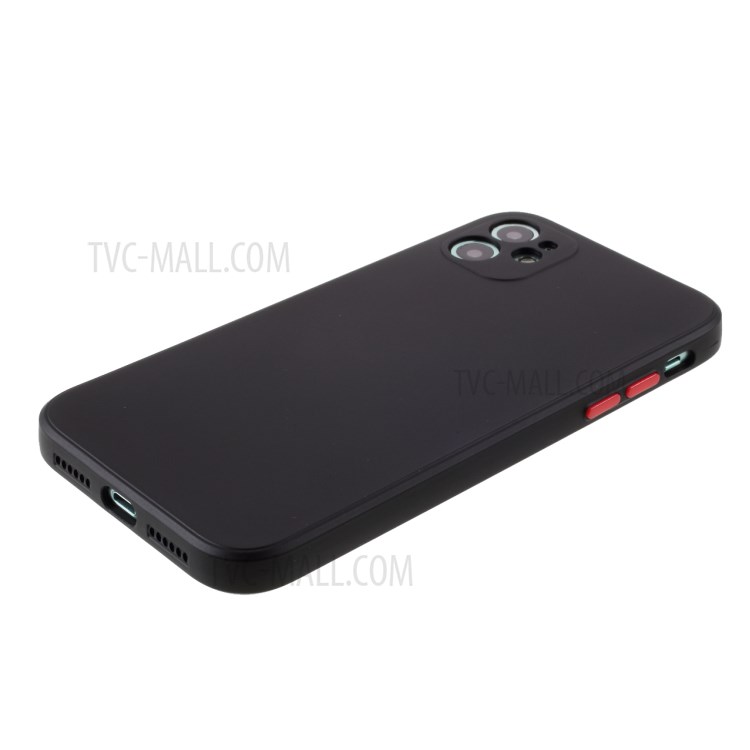 Contrast Color Button TPU Case Shell with Soft Lint Inner for iPhone 11 6.1 inch - Black-5