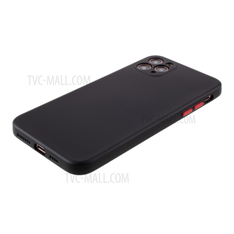 Contrast Color Button TPU Cover Case with Soft Lint Inner for iPhone 12 Max/Pro 6.1 inch - Black-5