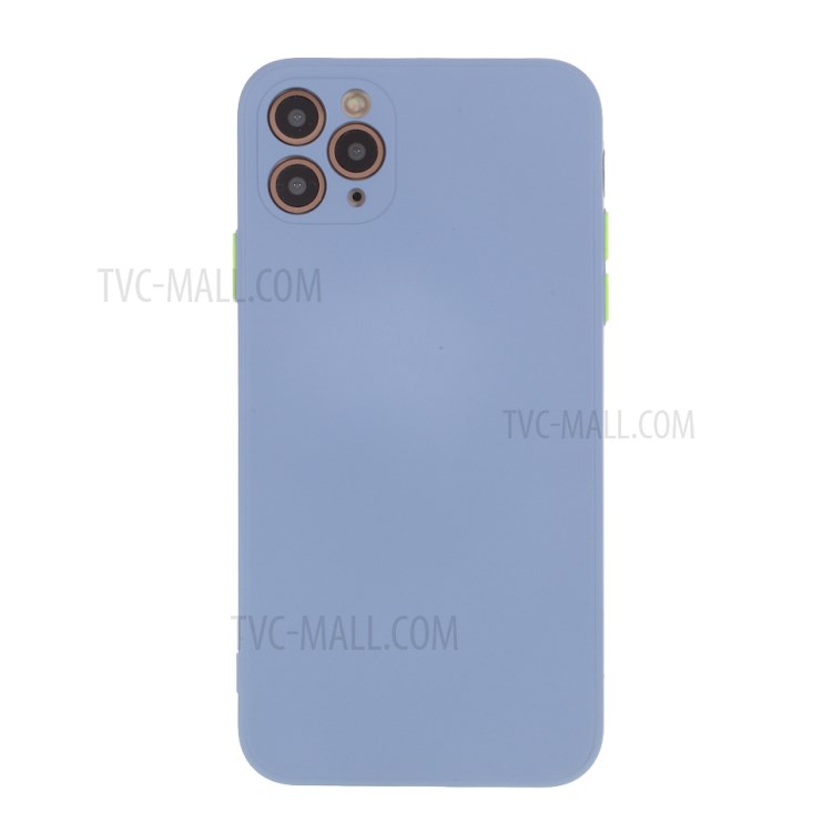 Contrast Color Button TPU Cover Case with Soft Lint Inner for iPhone 12 Pro/12 - Blue-1
