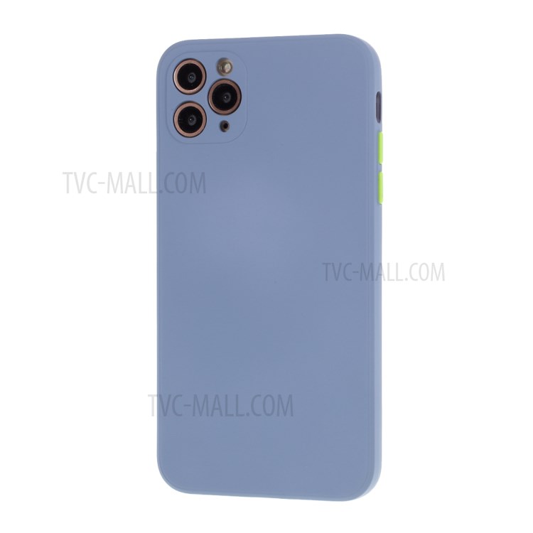 Contrast Color Button TPU Cover Case with Soft Lint Inner for iPhone 12 Pro/12 - Blue-2