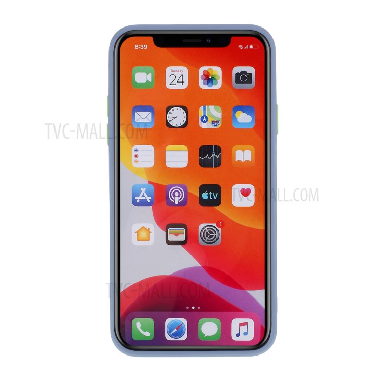 Contrast Color Button TPU Cover Case with Soft Lint Inner for iPhone 12 Pro/12 - Blue-3