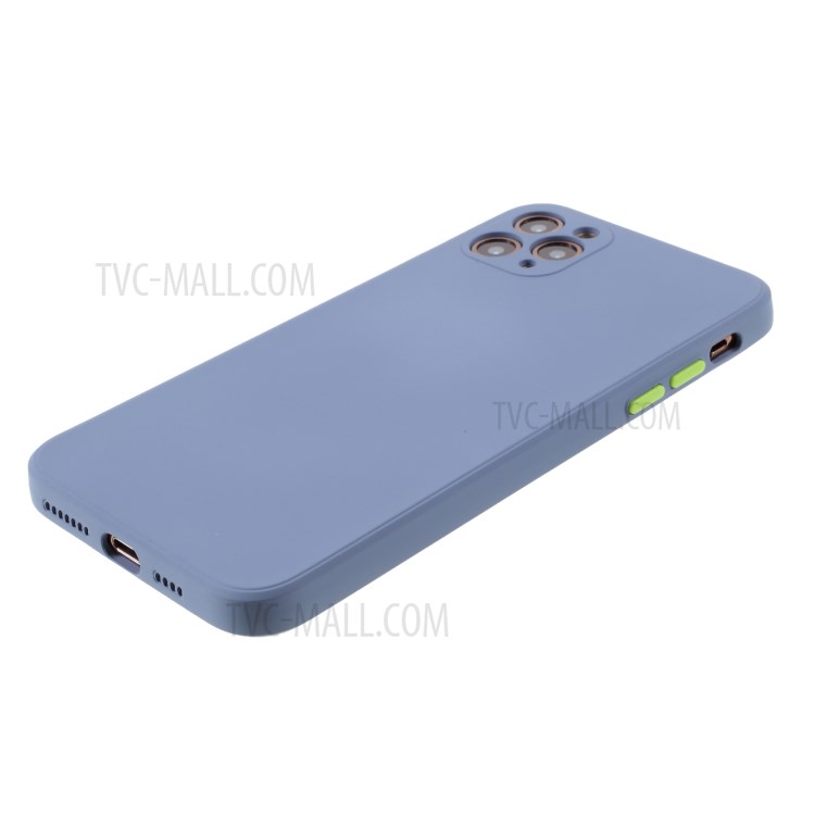 Contrast Color Button TPU Cover Case with Soft Lint Inner for iPhone 12 Pro/12 - Blue-4