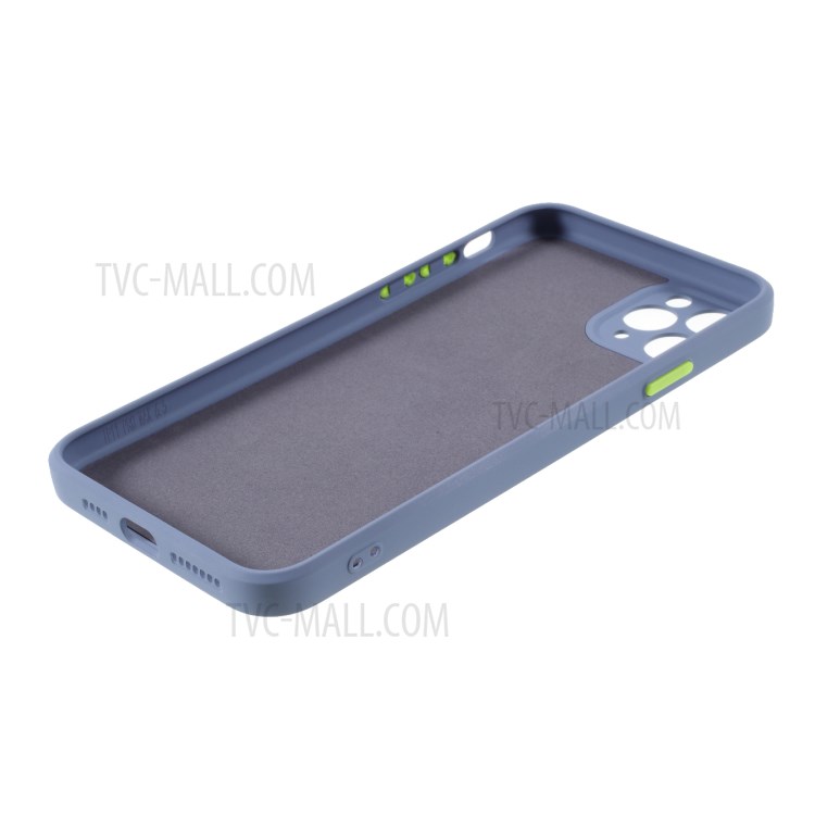 Contrast Color Button TPU Cover Case with Soft Lint Inner for iPhone 12 Pro/12 - Blue-5