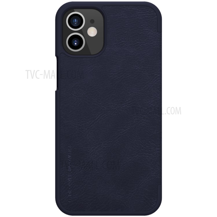 NILLKIN Qin Series Leather Unique Shell with Card Slot Phone Case for iPhone 12 5.4 inch - Dark Blue-1