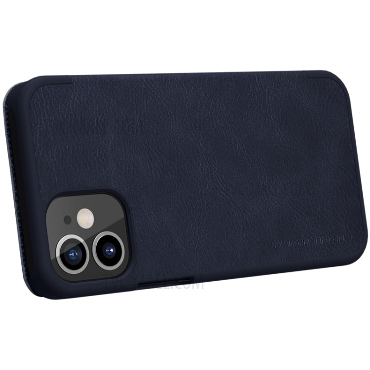 NILLKIN Qin Series Leather Unique Shell with Card Slot Phone Case for iPhone 12 5.4 inch - Dark Blue-3