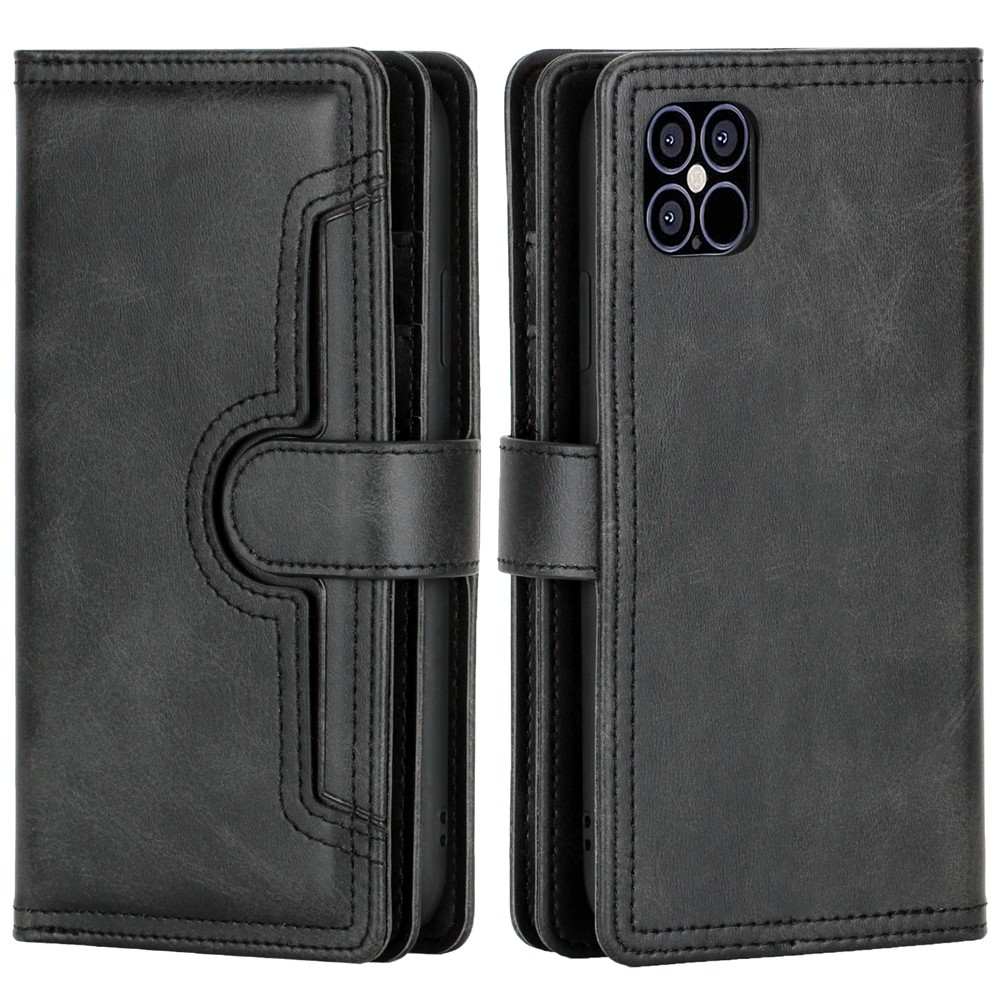 Multiple Card Slots Split Leather Phone Cover Case for iPhone 12 5.4-inch - Black-4