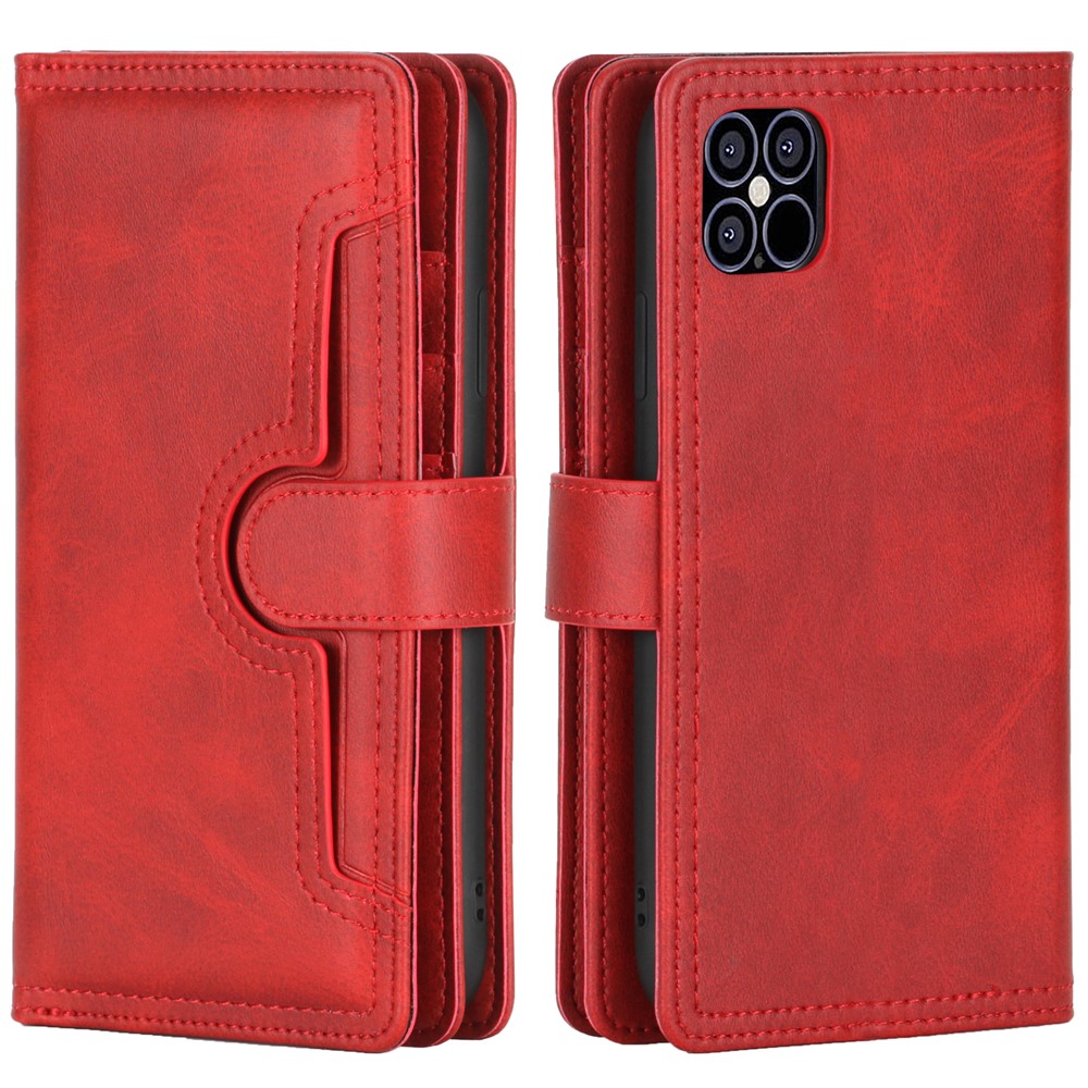 Capis de Couverture de Téléphone en Cuir Divisé à Cartes Pour L'iphone 12 Mini 5,4 Pouces - Rouge