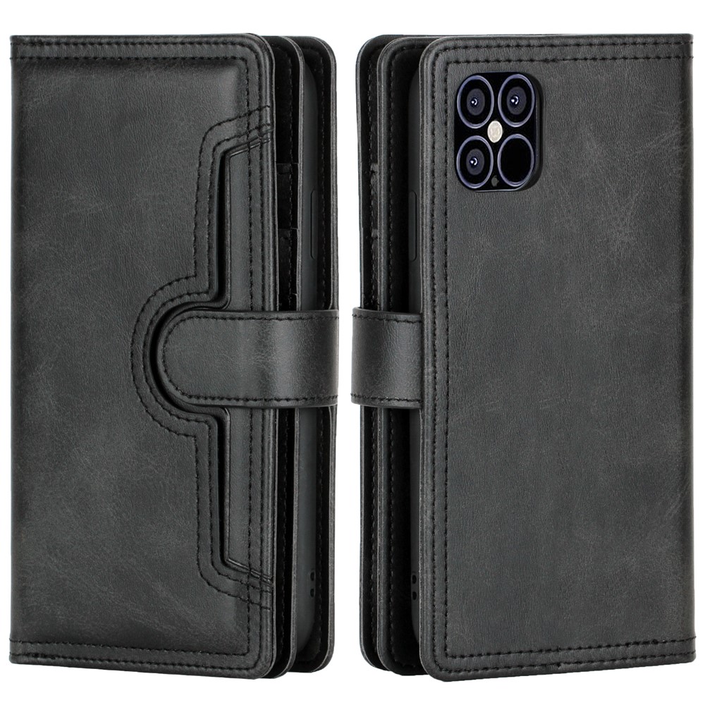 Multiple Card Slots Split Leather Phone Cover Case for iPhone 12 Pro Max 6.5-inch - Black-4