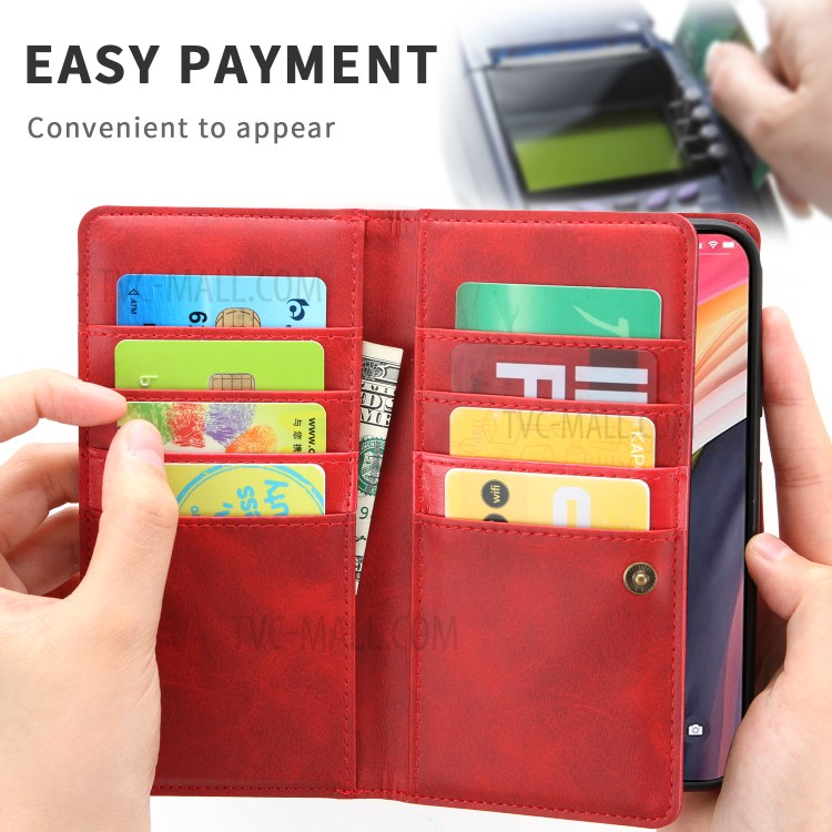 Multiple Card Slots Split Leather Phone Cover Case for iPhone 12 Pro Max 6.5-inch - Red-3