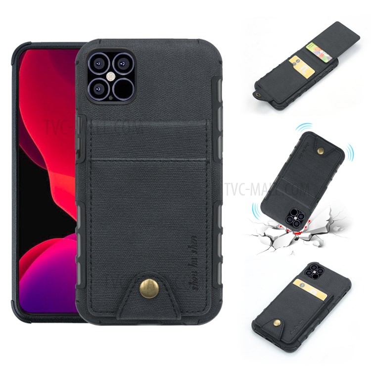 SHOUHUSHEN PU Leather Coated PC TPU Case for iPhone 12 Max/12 Pro 6.1 inch - Black-1