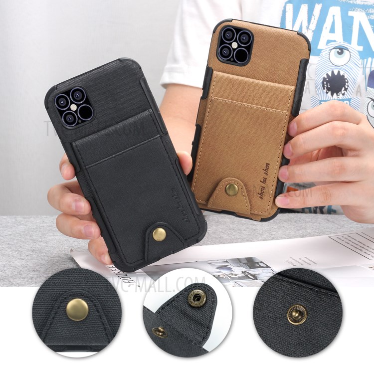 SHOUHUSHEN PU Leather Coated PC TPU Case for iPhone 12 Max/12 Pro 6.1 inch - Black-5