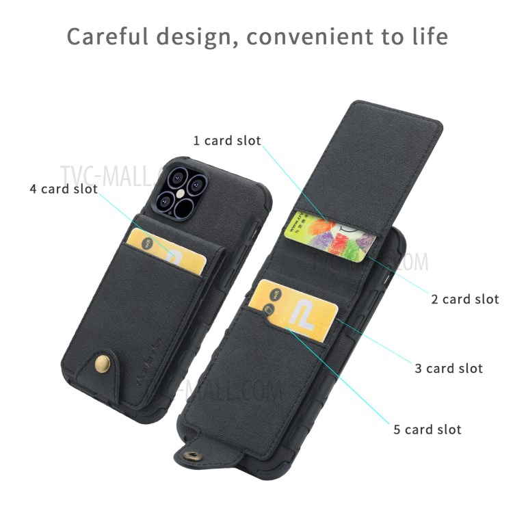 Vertical Flip PU Leather Coated PC TPU Cell Phone Cover for iPhone 12 Pro Max 6.7 inch - Black-3