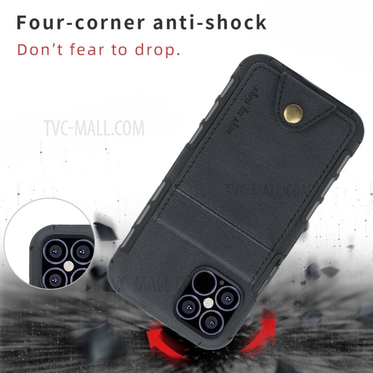 Vertical Flip PU Leather Coated PC TPU Cell Phone Cover for iPhone 12 Pro Max 6.7 inch - Black-4